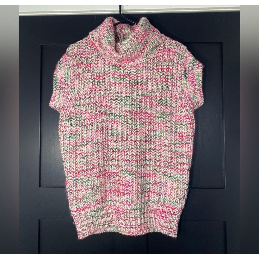 First Love by Lovelyn Women's Multicolor Knit Turtleneck Sleeveless Vest Sweater